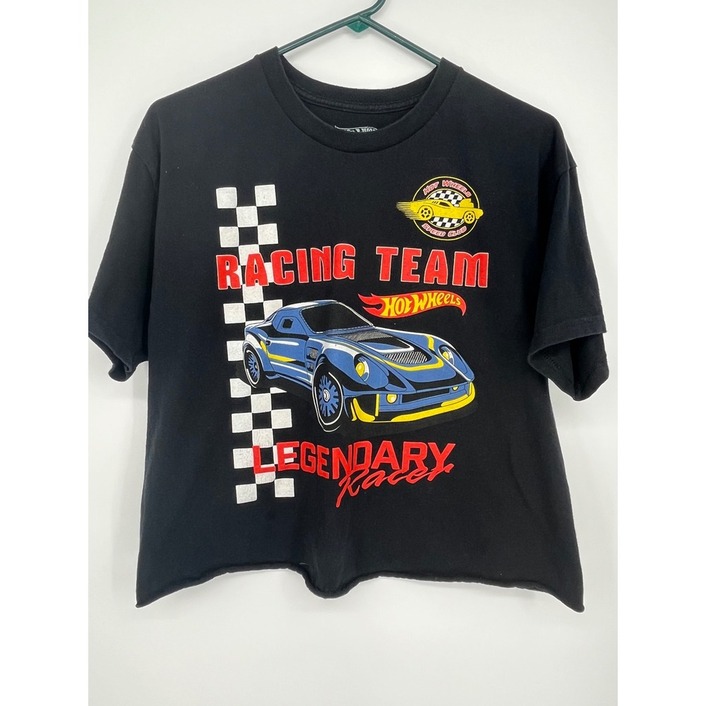 Hot Wheels Hybrid Apparel Racing Team Graphic Crop Tee‎ Women L Black Retro
Y2K